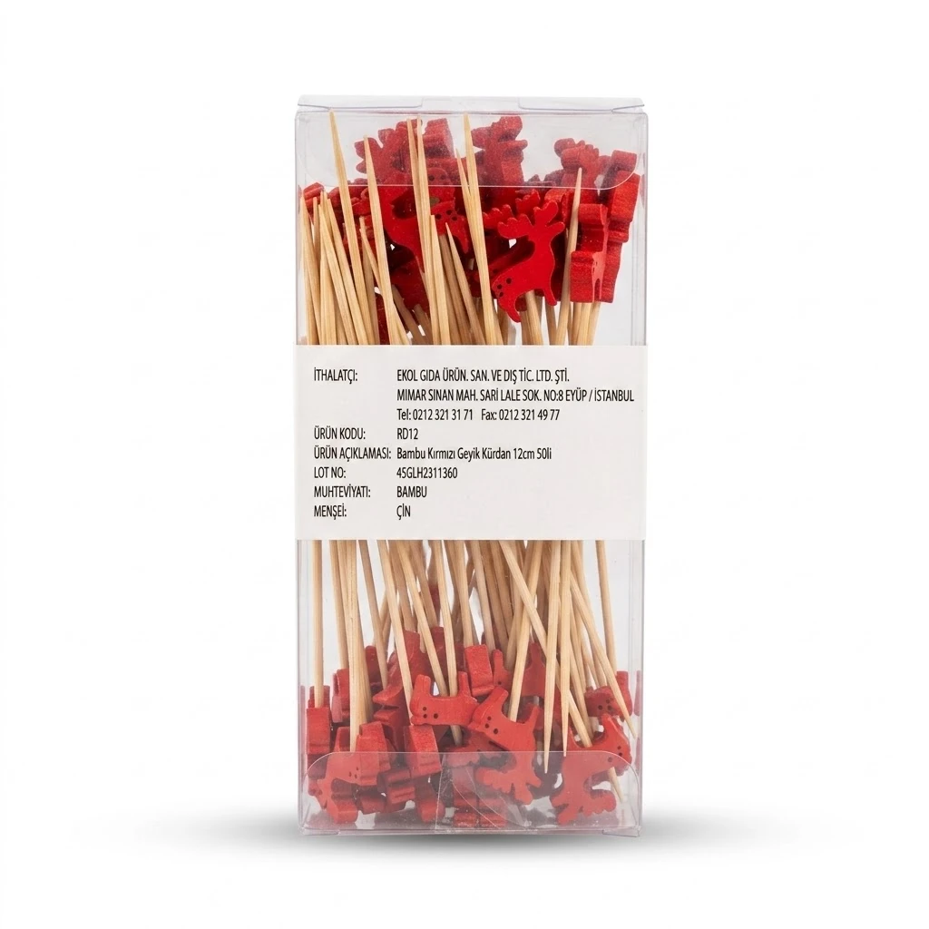 RD12 BAMBU KIRMIZI GEYİK KÜRDAN 12 CM 50 Lİ