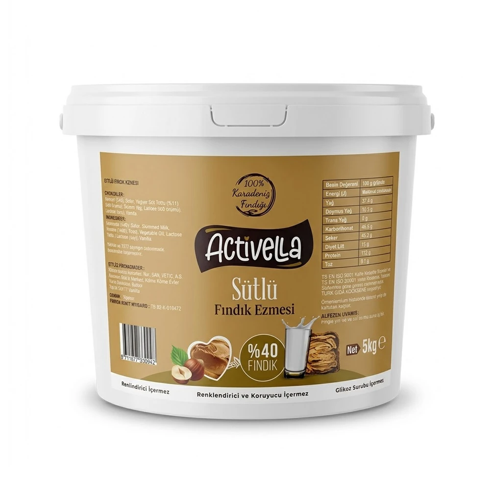 ACTİVELLA SÜTLÜ FINDIK EZMESİ %40 * 5 KG