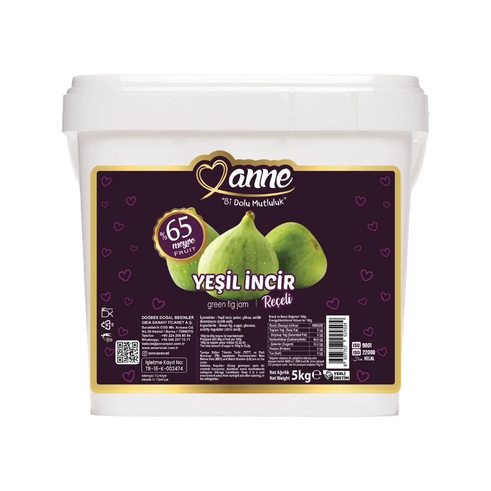 DOĞBES YEŞİL İNCİR REÇELİ 5 KG. 65 MEYVELİ