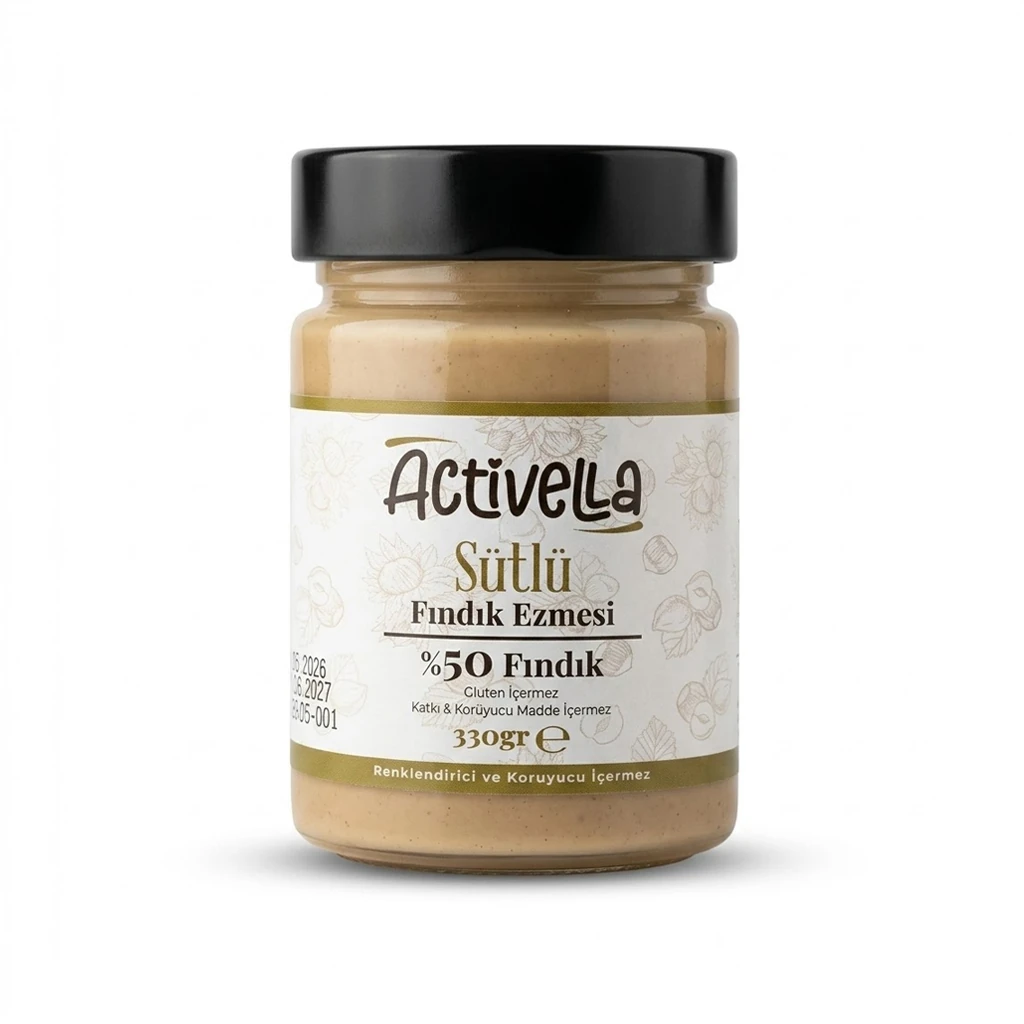 ACTİVELLA SÜTLÜ FINDIK EZMESİ %50 FINDIKLI 330 GR