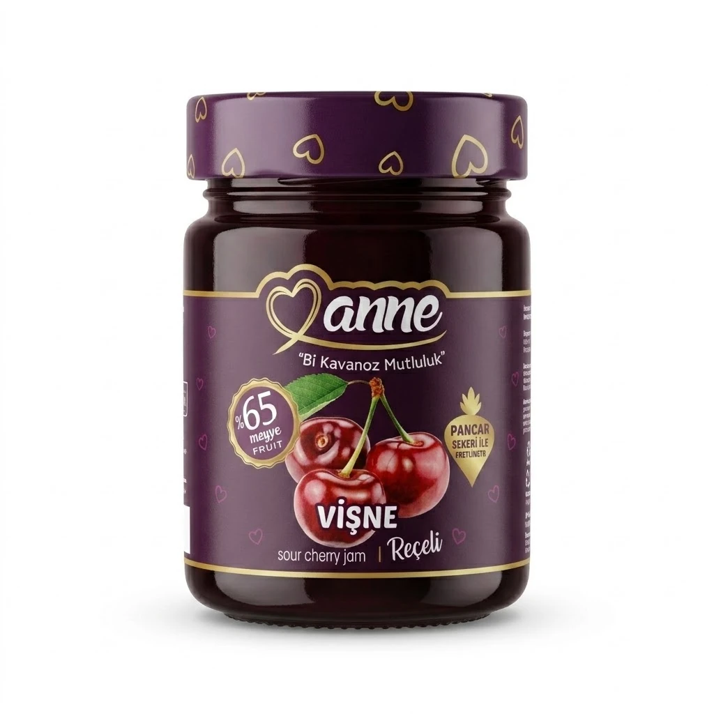 ANNE VİŞNE REÇELİ %65 MEYVELİ 400 GR *12 AD