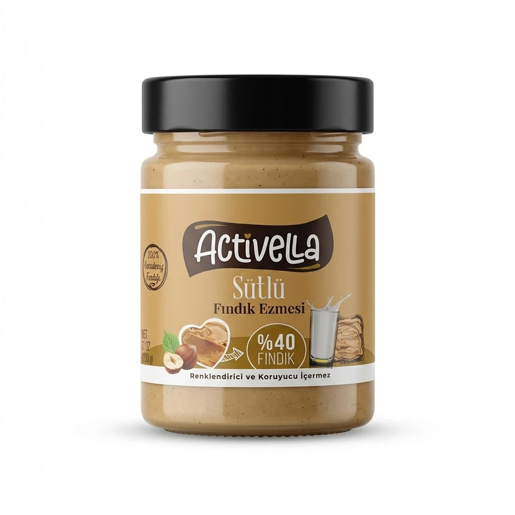 ACTİVELLA SÜTLÜ FINDIK EZMESİ %40 FINDIKLI 330 GR