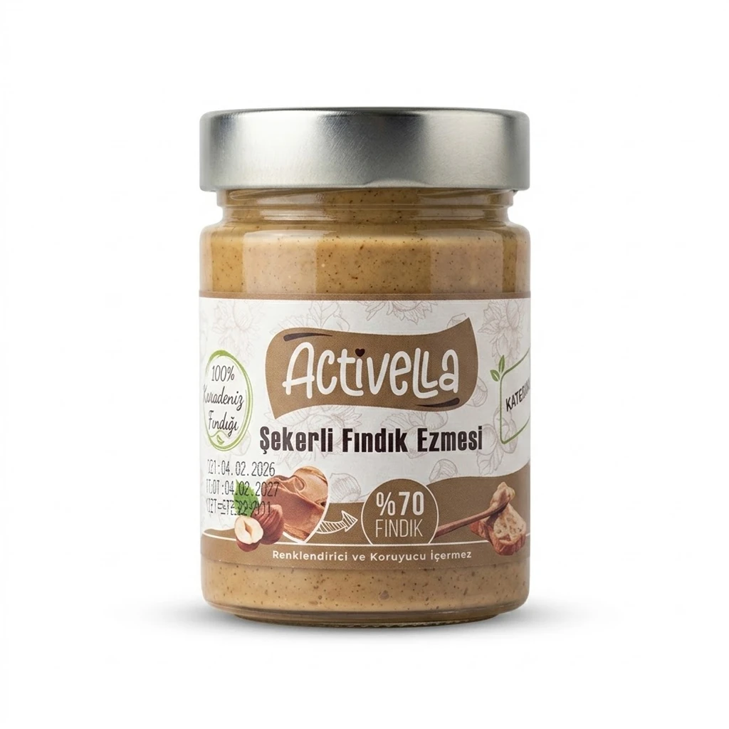 ACTİVELLA ŞEKERLİ FINDIK EZMESİ 320 GR %70 FINDIKLI
