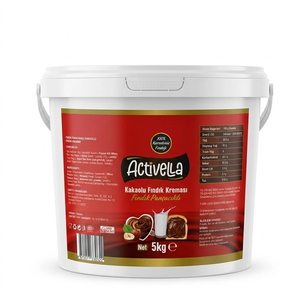 ACTİVELLA  PARÇACIKLI KAKAOLU FINDIK KREMASI 5 KG