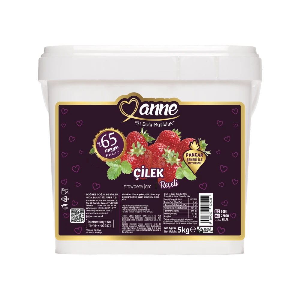DOĞBES ÇİLEK REÇELİ 5 KG. 65 MEYVELİ
